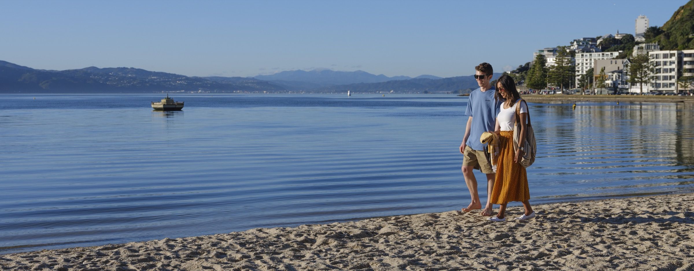 Walking on the beach in Wellington