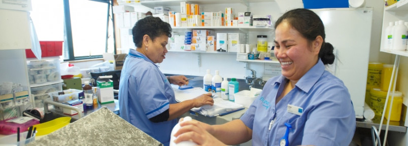 Two nurses talking