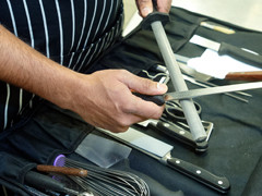 Chef sharpening knives