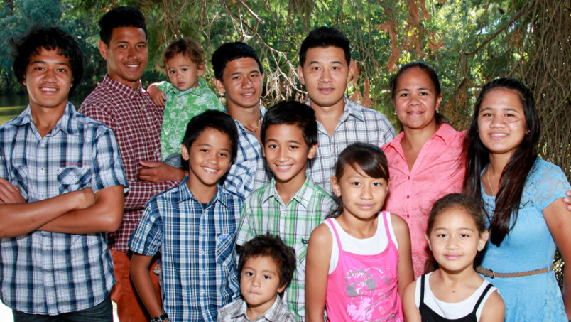 A family from the Pacific Islands living in New Zealand