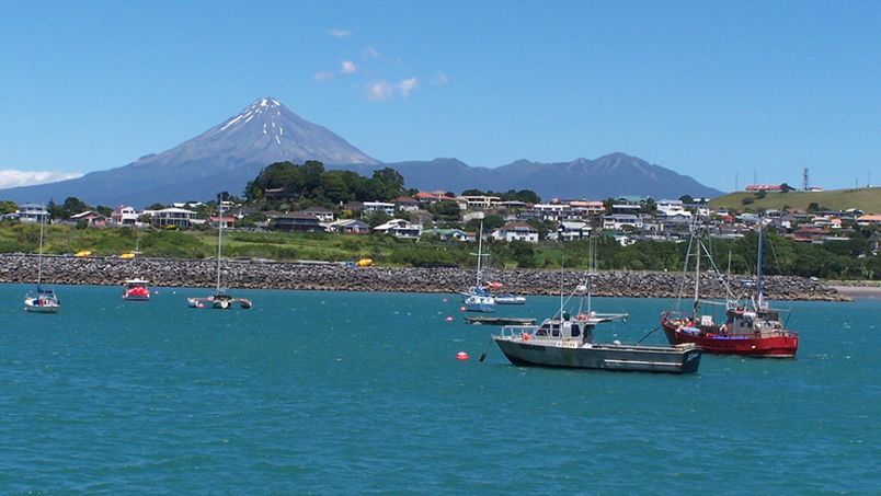 Mt Taranaki and boats